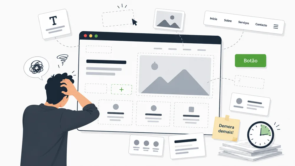 Ilustração de criadores de websites como Wix ou WordPress