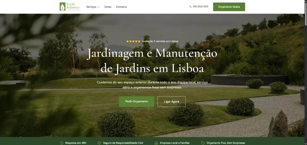 Exemplo de website para Paisagismo