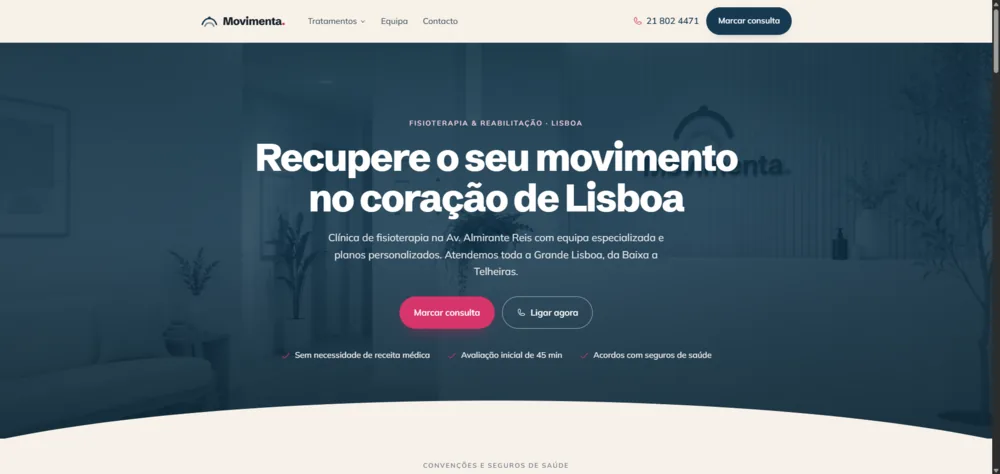 Exemplo de website para Fisioterapia